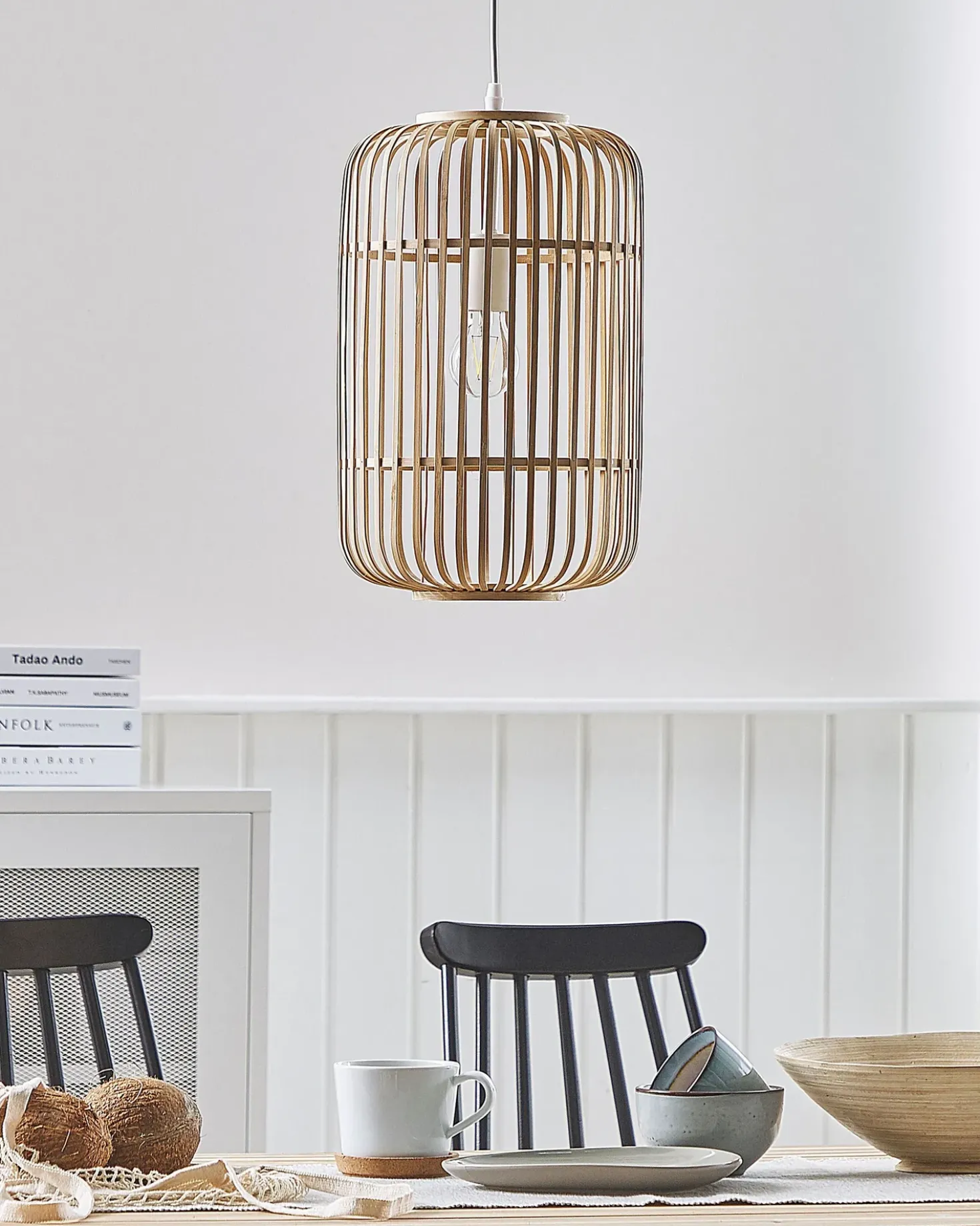 Loftlampe AISNE Bambus Lysebrun