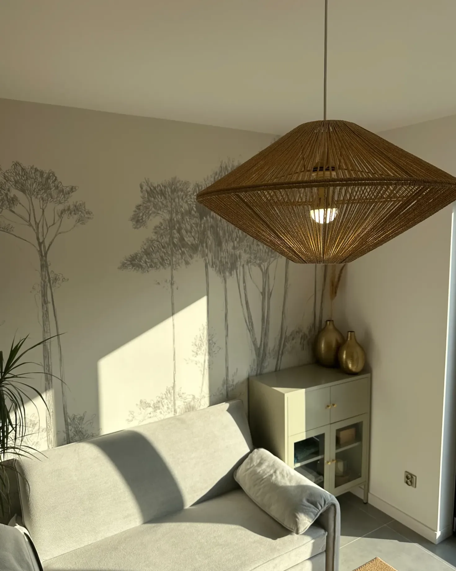 Loftlampe CAVES papirreb Naturlig