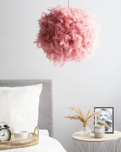 Loftlampe DRAVA Fjer Lyserød