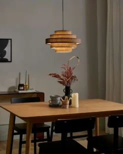 Loftlampe EREBATO Hør Brun