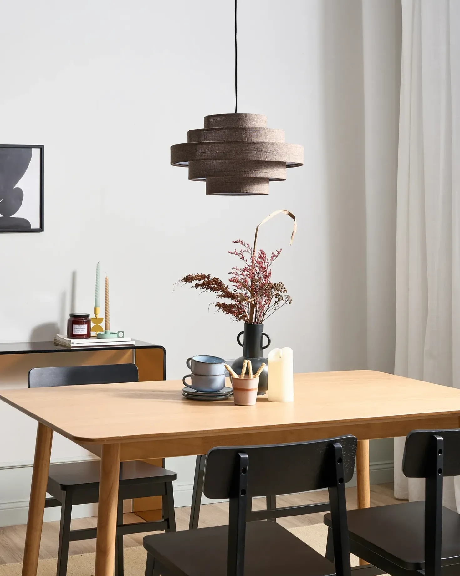Loftlampe EREBATO Hør Brun