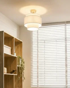 Loftlampe LUKAGO Hør Cremehvid