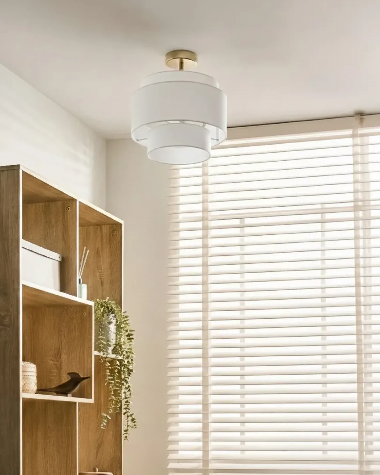 Loftlampe LUKAGO Hør Cremehvid