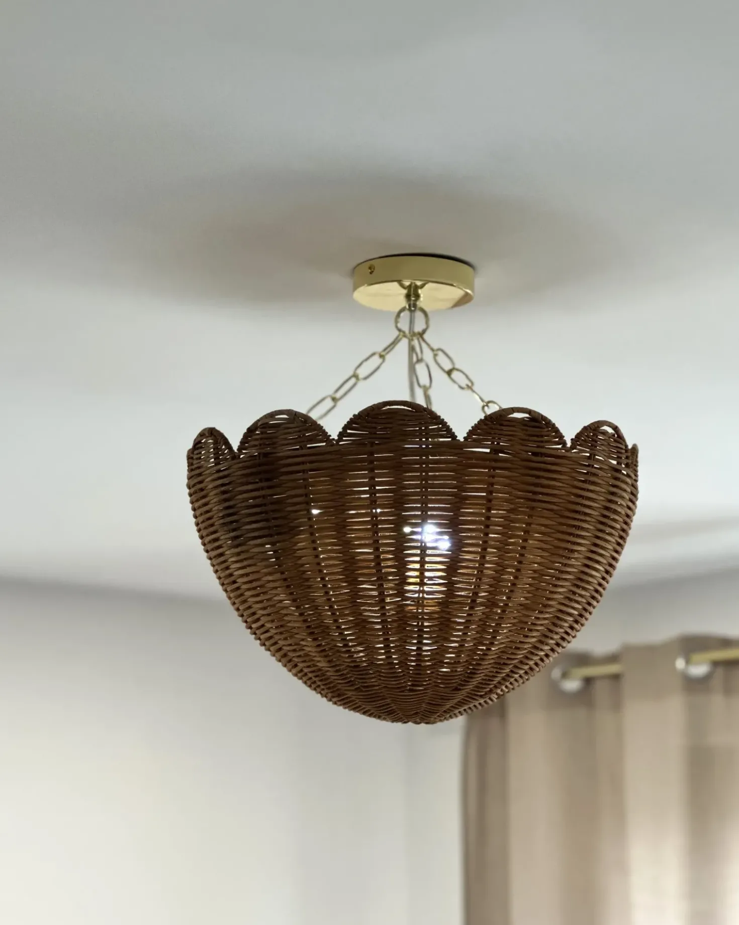 Loftlampe MANDEKAL Rattan Naturlig