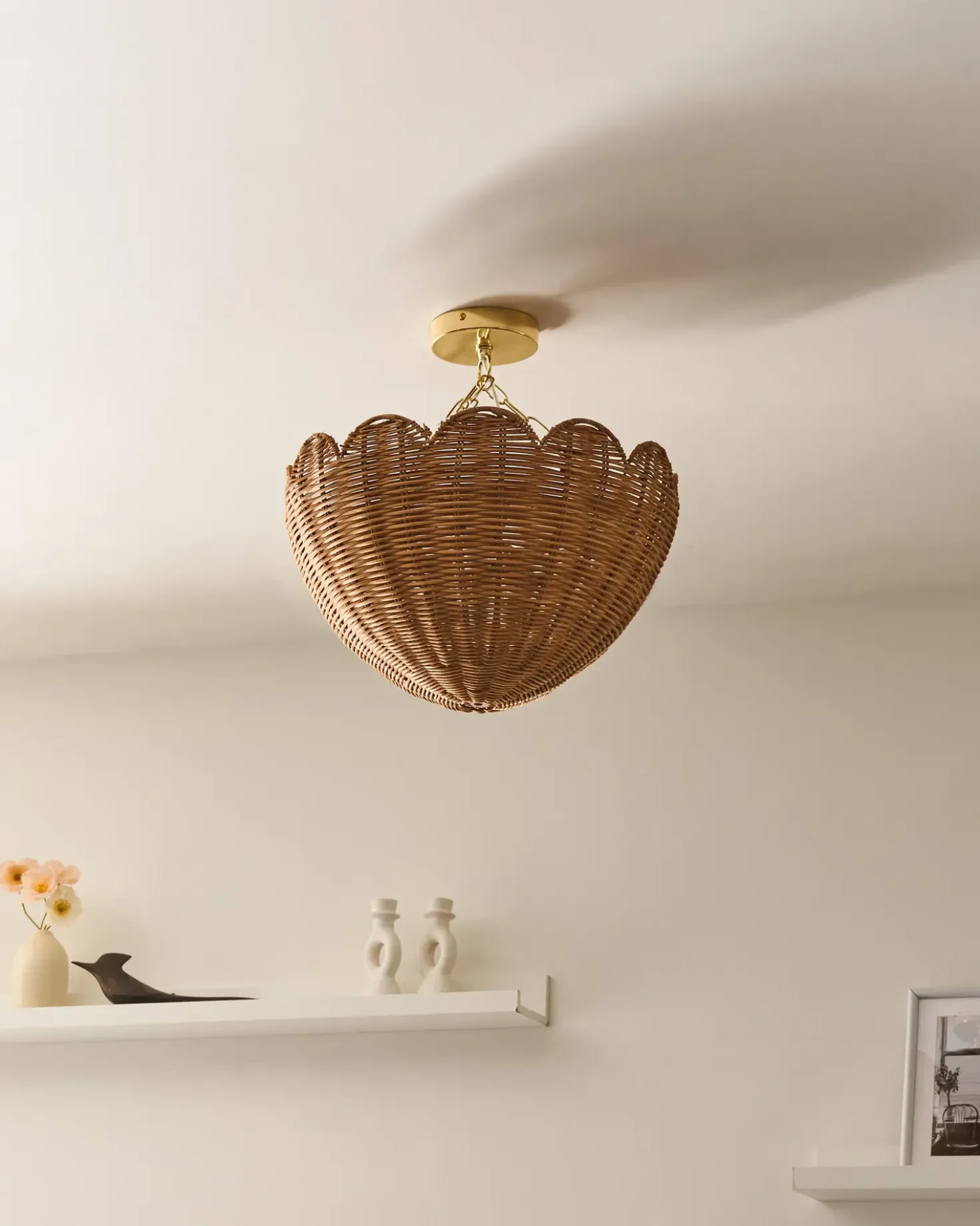 Loftlampe MANDEKAL Rattan Naturlig