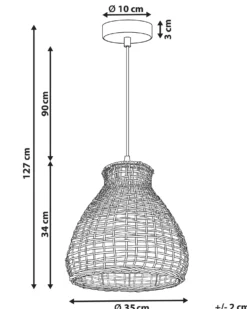 Loftlampe SAKENI Rattan Naturlig