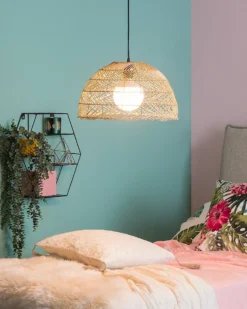 Loftlampe SELENGE Rattan Lysebrun