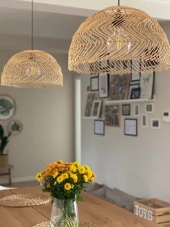 Loftlampe SELENGE Rattan Lysebrun