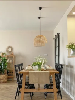 Loftlampe SELENGE Rattan Lysebrun
