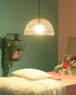 Loftlampe SELENGE Rattan Lysebrun