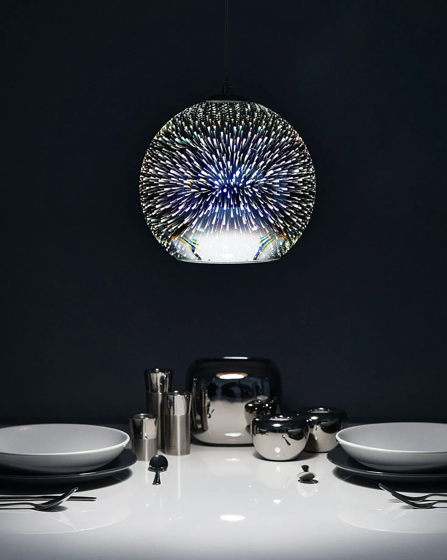 Loftlampe SESSERA Glas Sølv