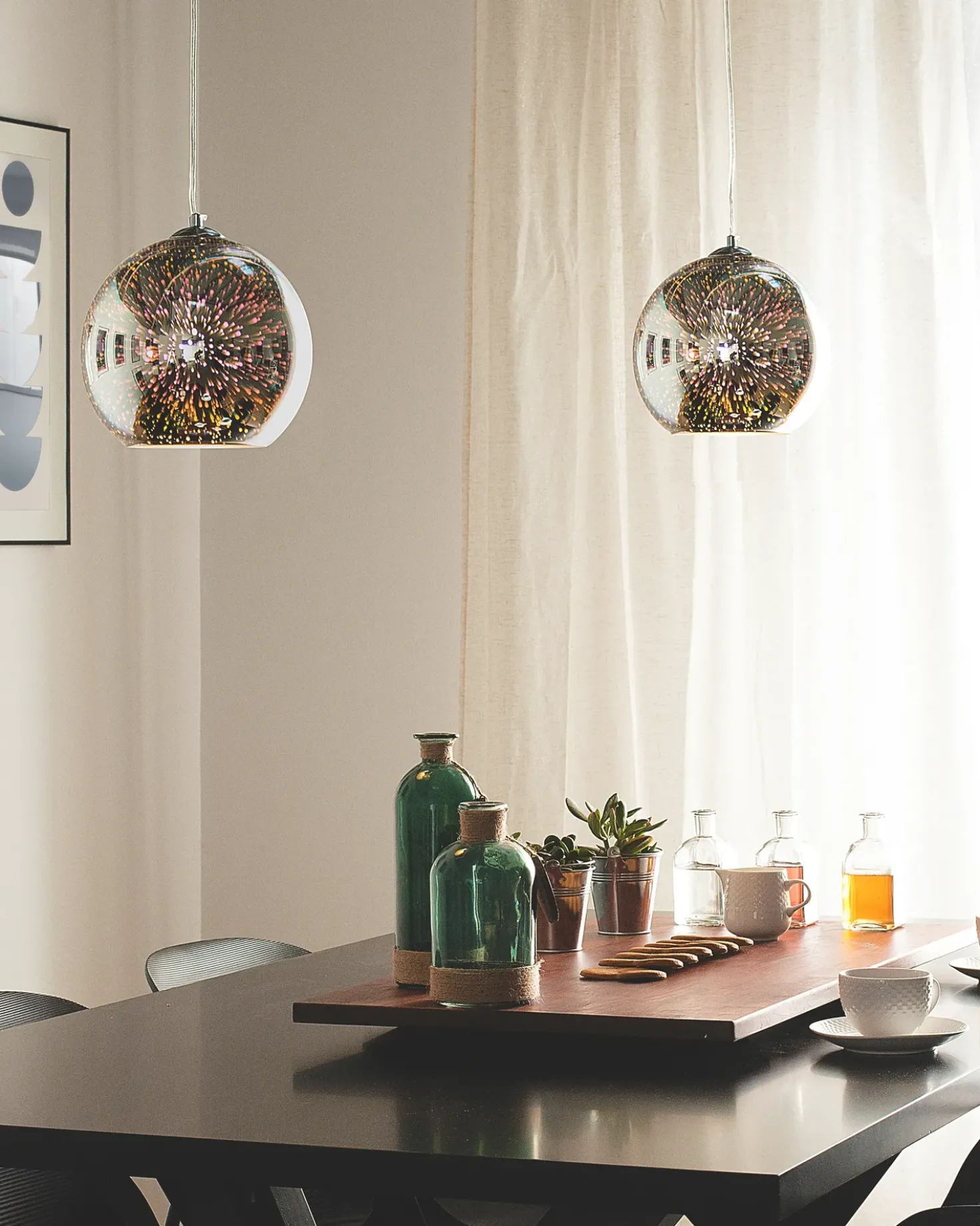 Loftlampe SESSERA Glas Sølv