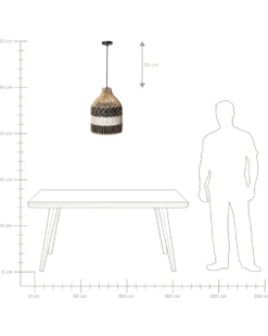 Loftlampe TURABO Rattan Sort/hvid