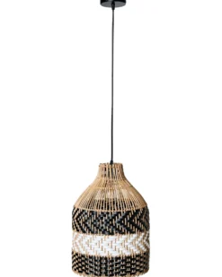 Loftlampe TURABO Rattan Sort/hvid
