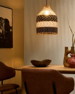 Loftlampe TURABO Rattan Sort/hvid