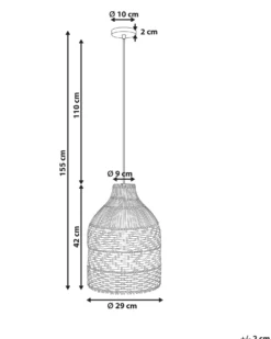 Loftlampe TURABO Rattan Sort/hvid