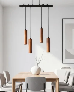 Loftlampe TUTAKI Egetræ Sort