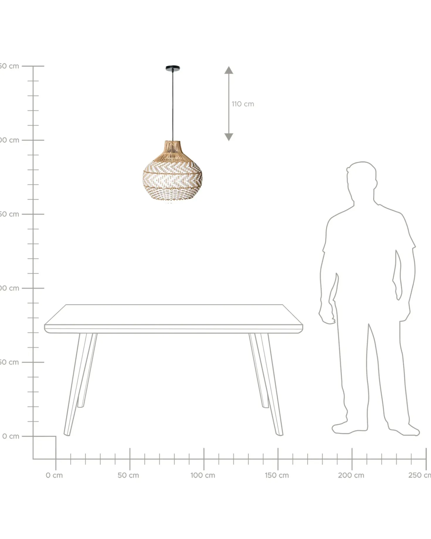 Loftlampe YAUCO Rattan Hvid