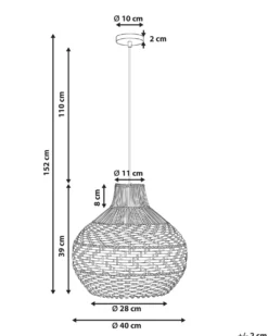 Loftlampe YAUCO Rattan Hvid