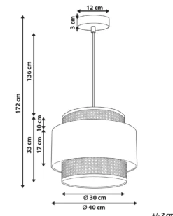 Loftlampe YUMURI Rattan Ferskenagtig lyserød