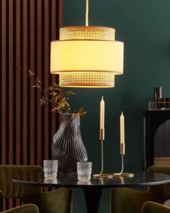Loftlampe YUMURI Rattan Ferskenagtig lyserød