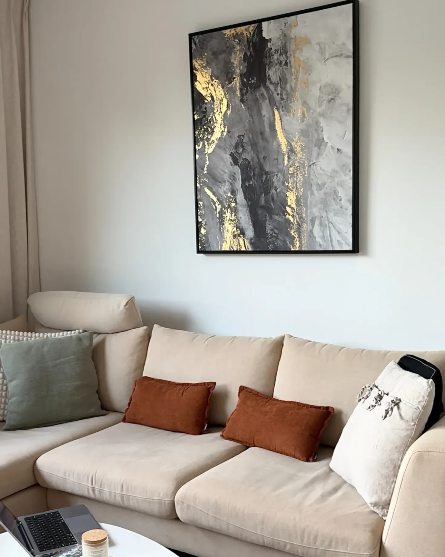Lærred JESI Abstrakt motiv 83 x 103 cm Grå
