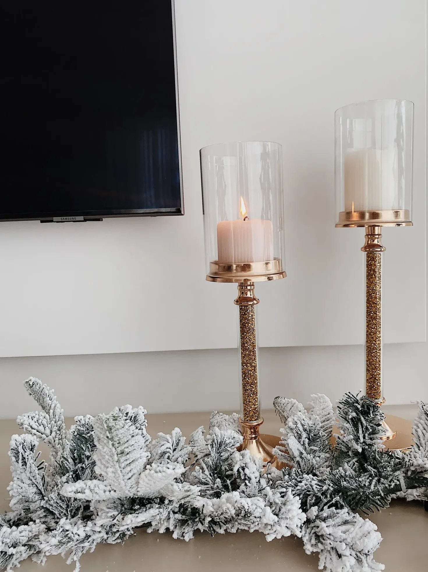 Lysestage ABBEVILLE Glas 41 cm Guld