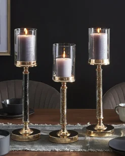 Lysestage ABBEVILLE Glas 48 cm Sort