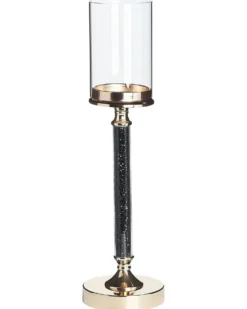 Lysestage ABBEVILLE Glas 48 cm Sort