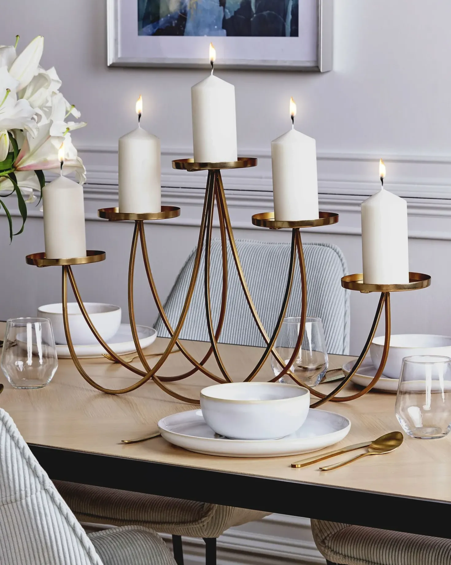 Lysestage BUARAN Metal 38 cm Guld
