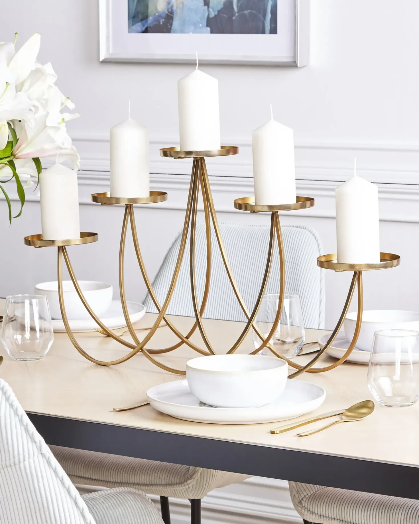 Lysestage BUARAN Metal 38 cm Guld