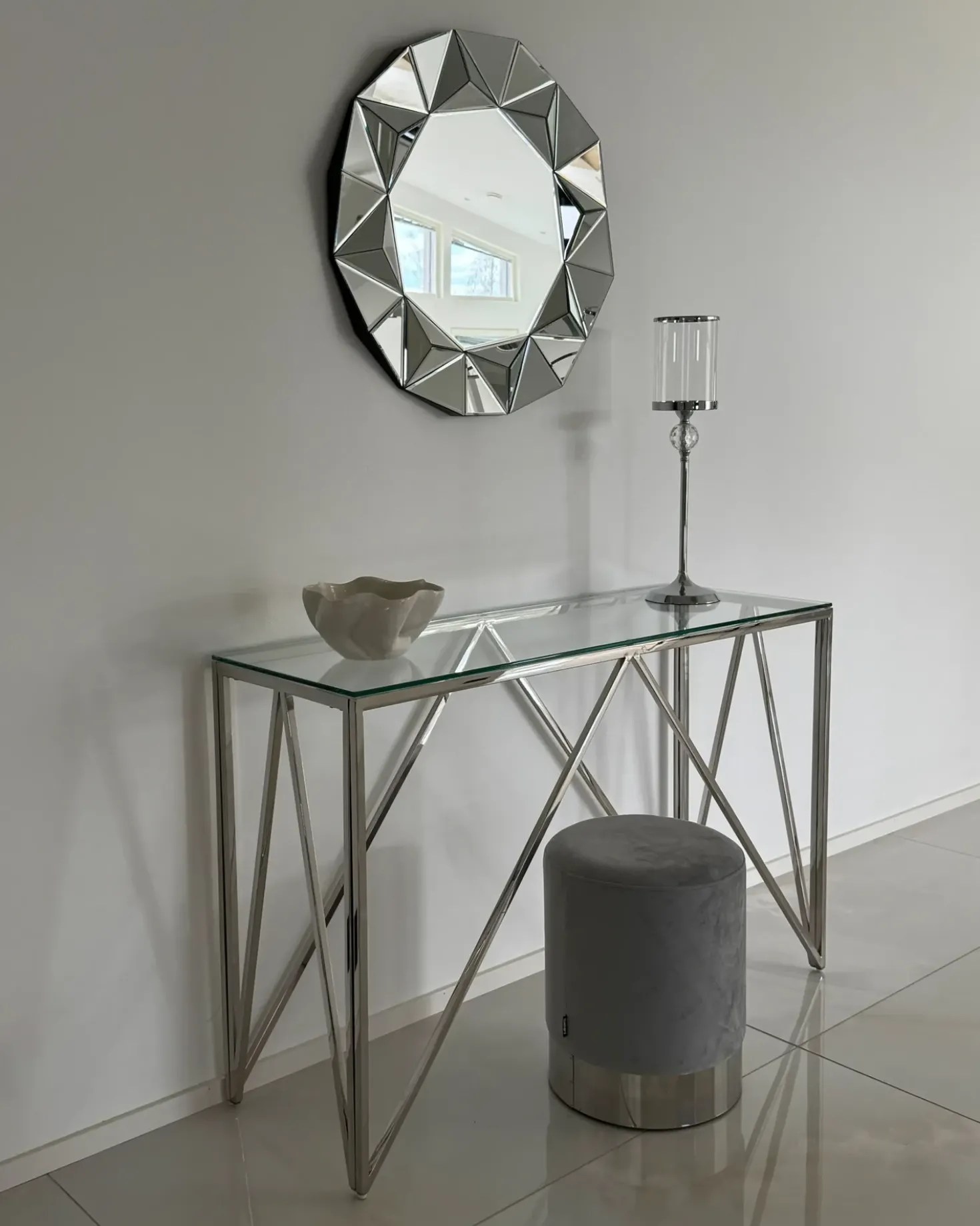 Lysestage COTUI Glas 58 cm Sølv