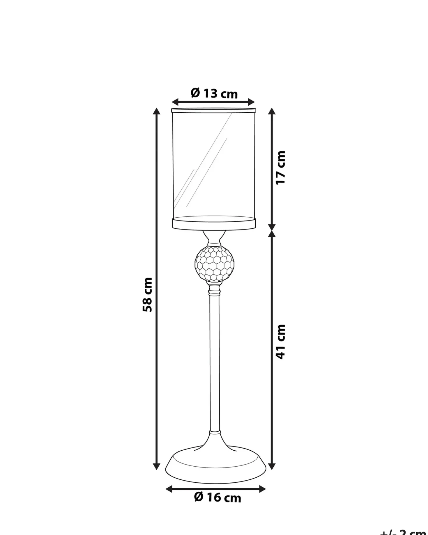 Lysestage COTUI Glas 58 cm Sølv