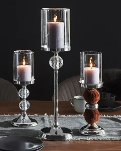 Lysestage COTUI Glas 58 cm Sølv