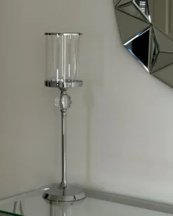 Lysestage COTUI Glas 58 cm Sølv