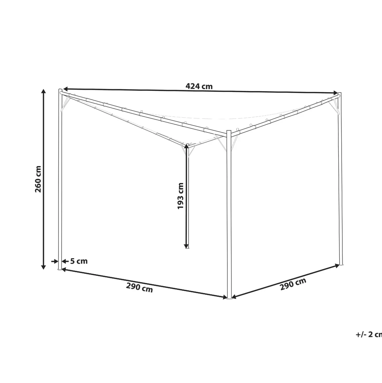 Lysthus AVENTINE Metal 300 cm 300 cm Grå