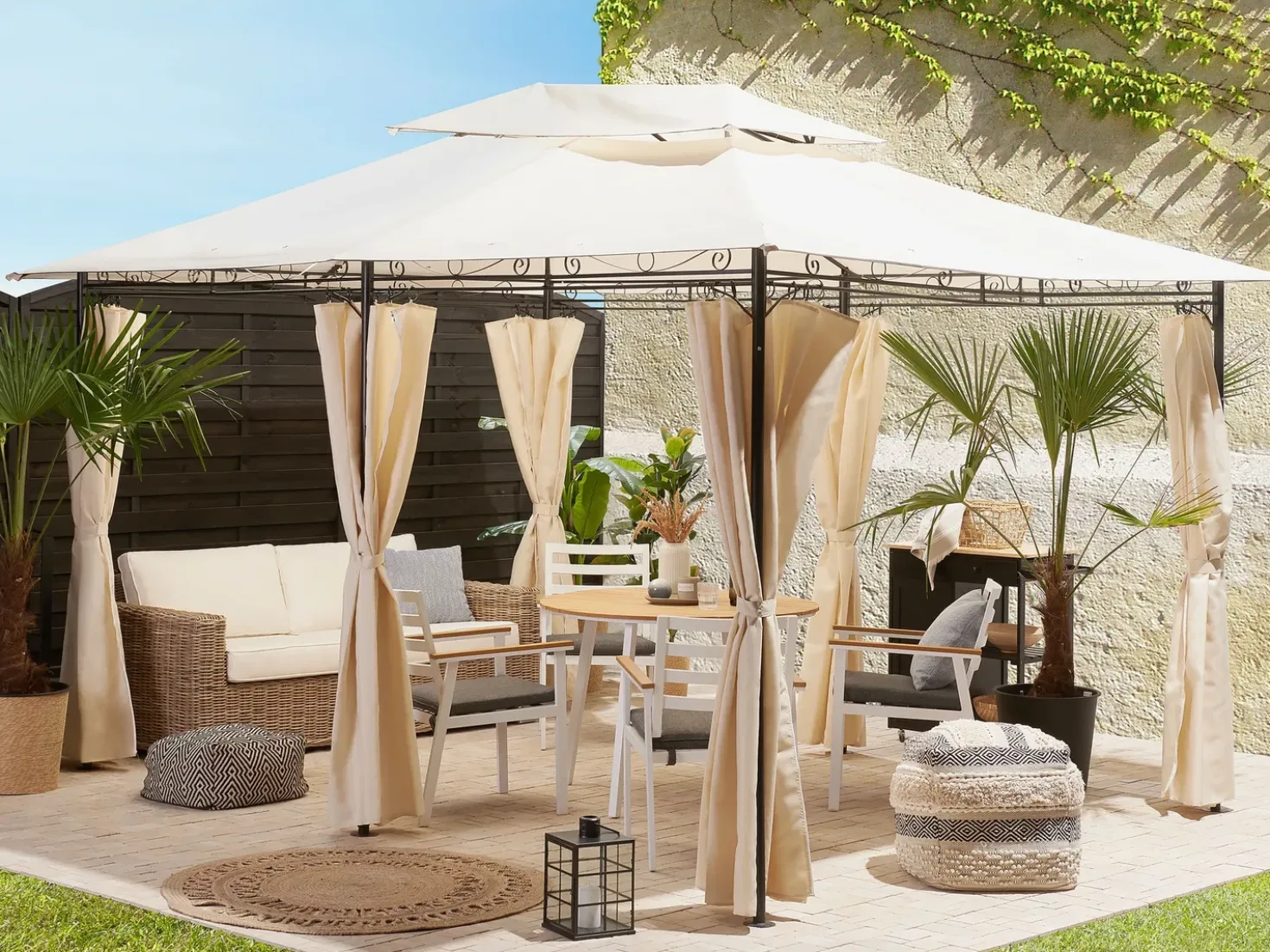 Lysthus COLOS Metal 400 cm 300 cm Beige