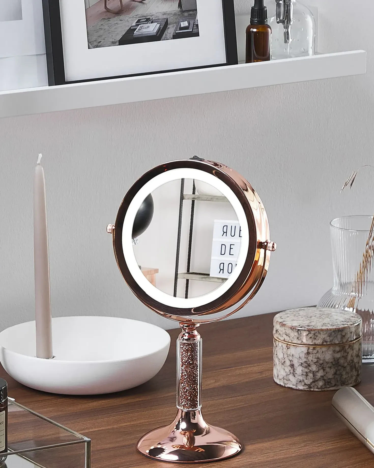 Makeup spejl LED BAIXAS Rosa guld