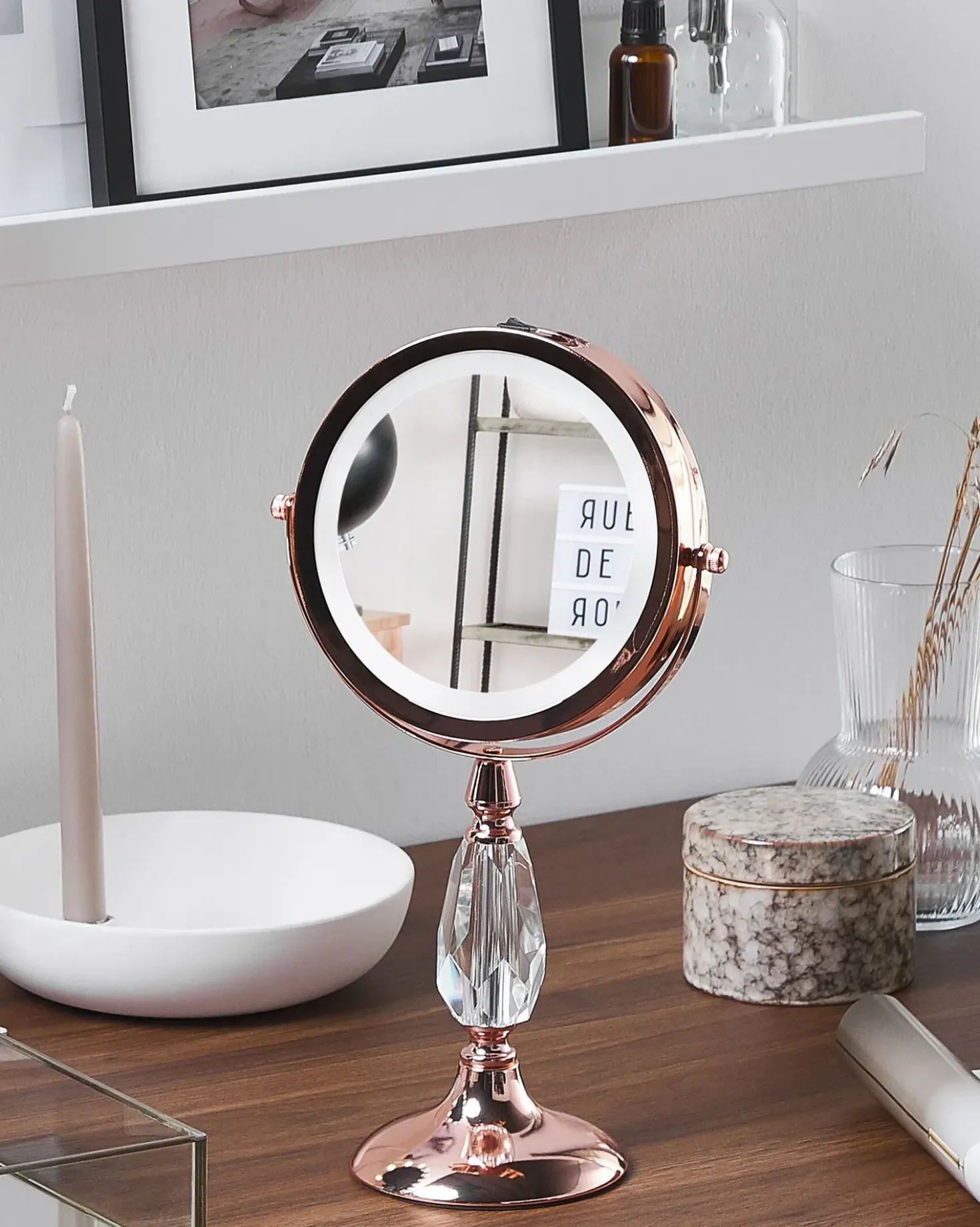Makeup spejl LED MAURY Rosa guld
