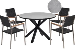 MALETTO/GROSSETO 4 personers Havemøbelsæt Grå/sort PE-rattan Marmor effekt