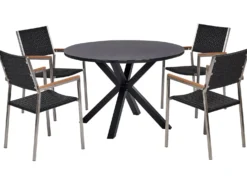 MALETTO/GROSSETO 4 personers Havemøbelsæt Sort PE-rattan