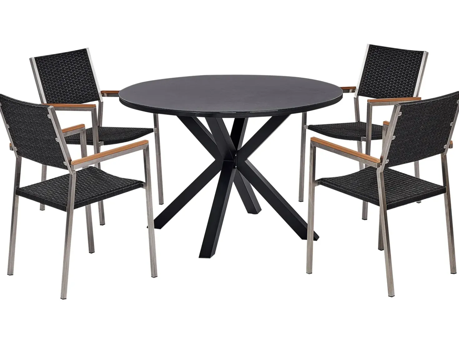 MALETTO/GROSSETO 4 personers Havemøbelsæt Sort PE-rattan