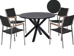 MALETTO/GROSSETO 4 personers Havemøbelsæt Sort PE-rattan