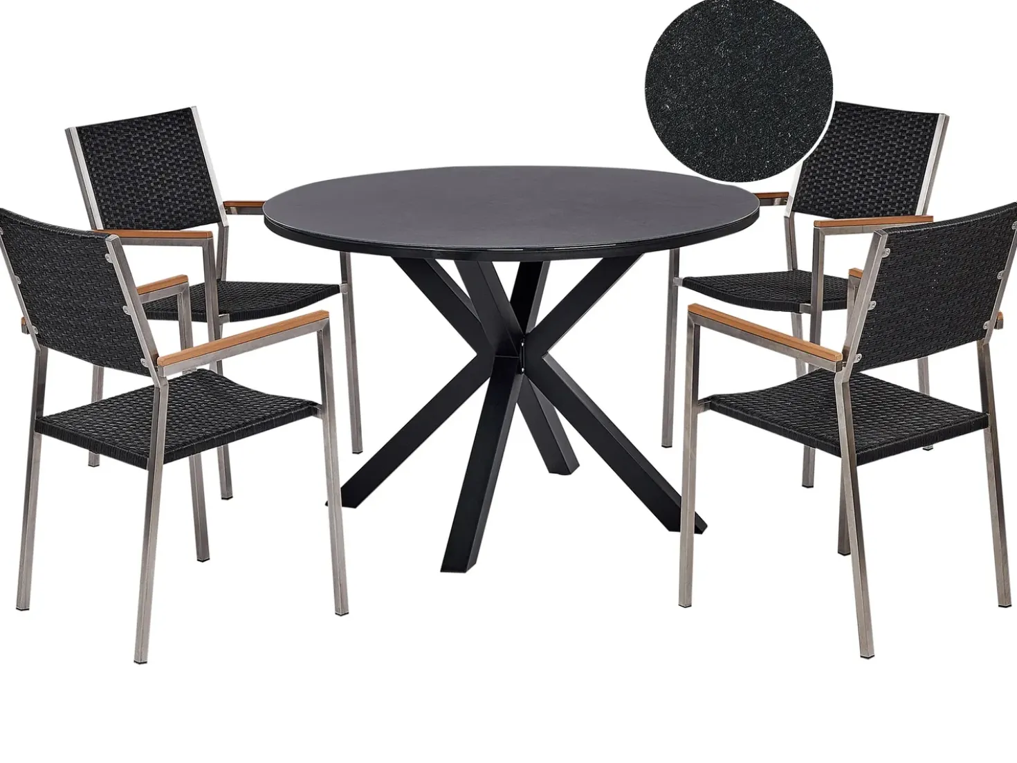 MALETTO/GROSSETO 4 personers Havemøbelsæt Sort PE-rattan
