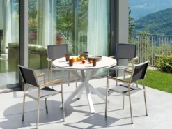 MALETTO/GROSSETO 4 personers Havemøbelsæt Grå/beige Metal Marmor effekt