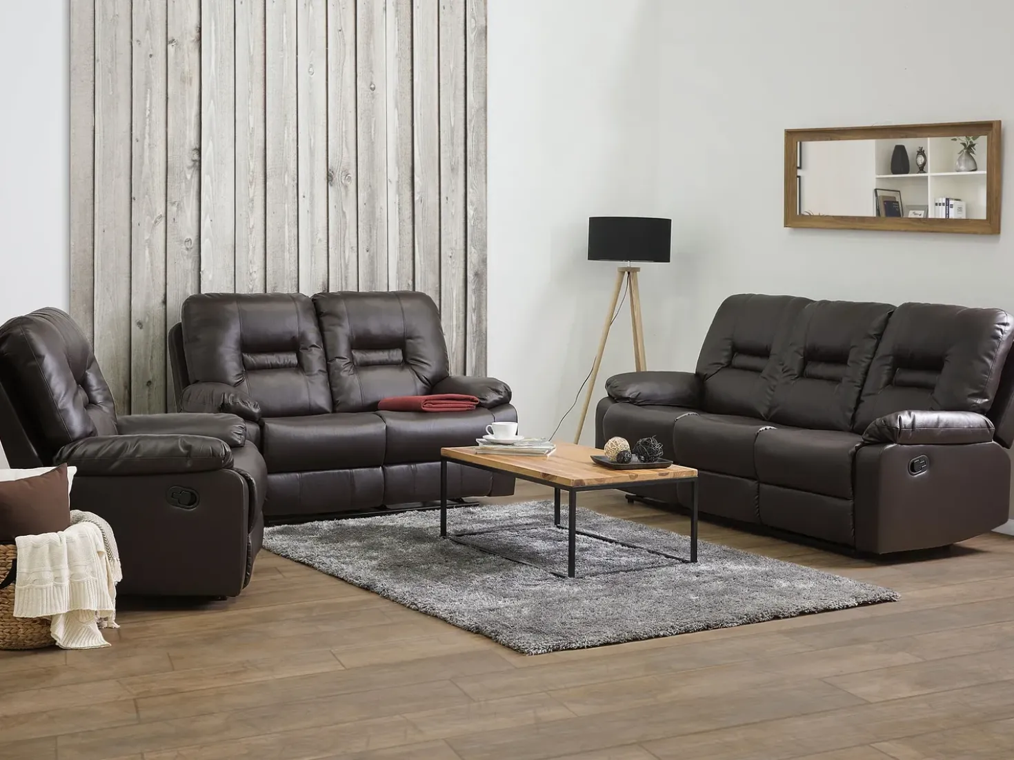 Manuel recliner sofa 3 personers BERGEN Kunstlæder Brun