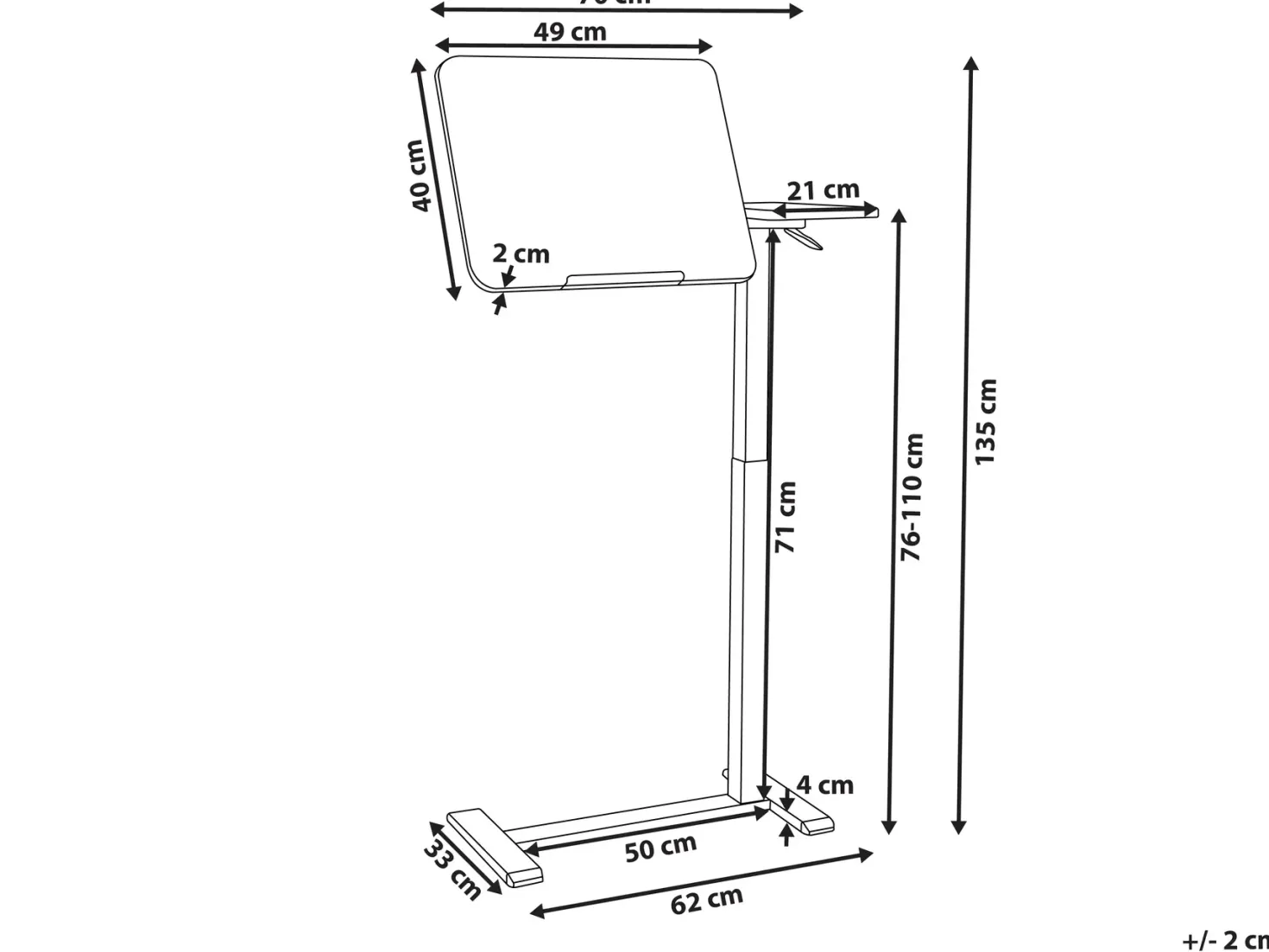 Manuelt justerbart hæve sænkebord til bærbar computer SCHOLA Brun/sort 70 cm 40 cm