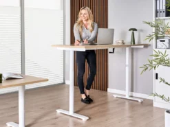 Manuelt justerbart hæve sænkebord DESTINAS Lysebrun/hvid 160 cm 72 cm