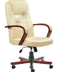 Massagestol DIAMOND med varme Ægte læder Beige