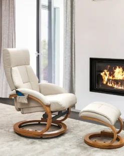 Massagestol FORCE med fodskammel Kunstlæder Lys Beige